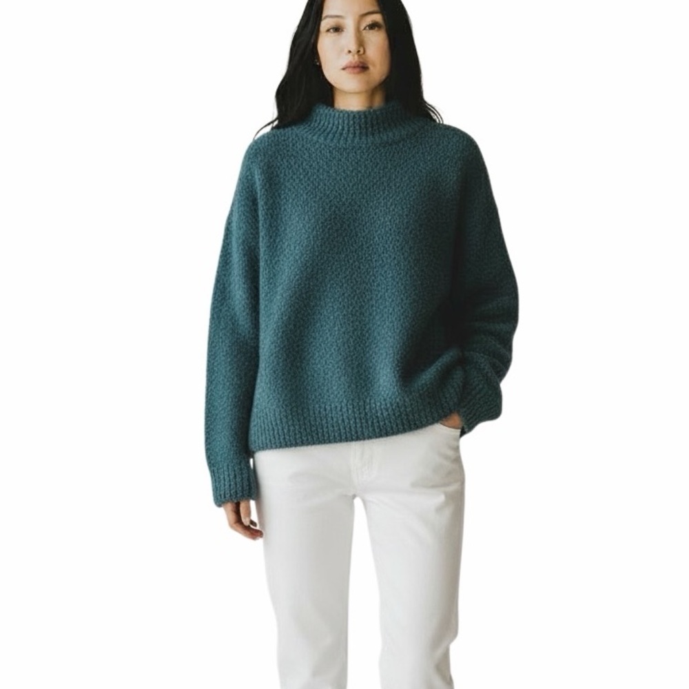 Sanctuary Textured Knit Mock Neck Sweater XXL Green (Runs Small)